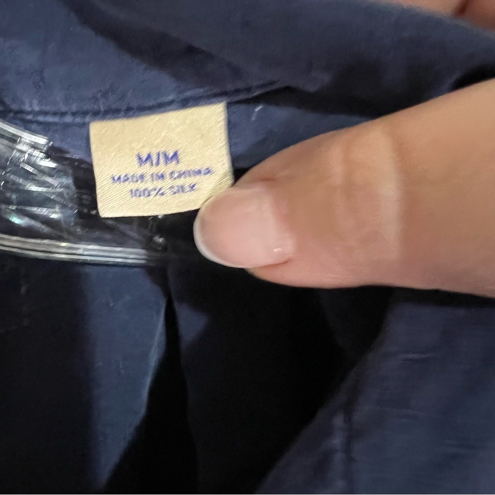 Tommy Bahama 100% Silk Men's Muted Blue Textured Camper Button Down Shirt View 5